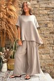 Pure Cotton Santos Keyhole Drape Back Top Mocha